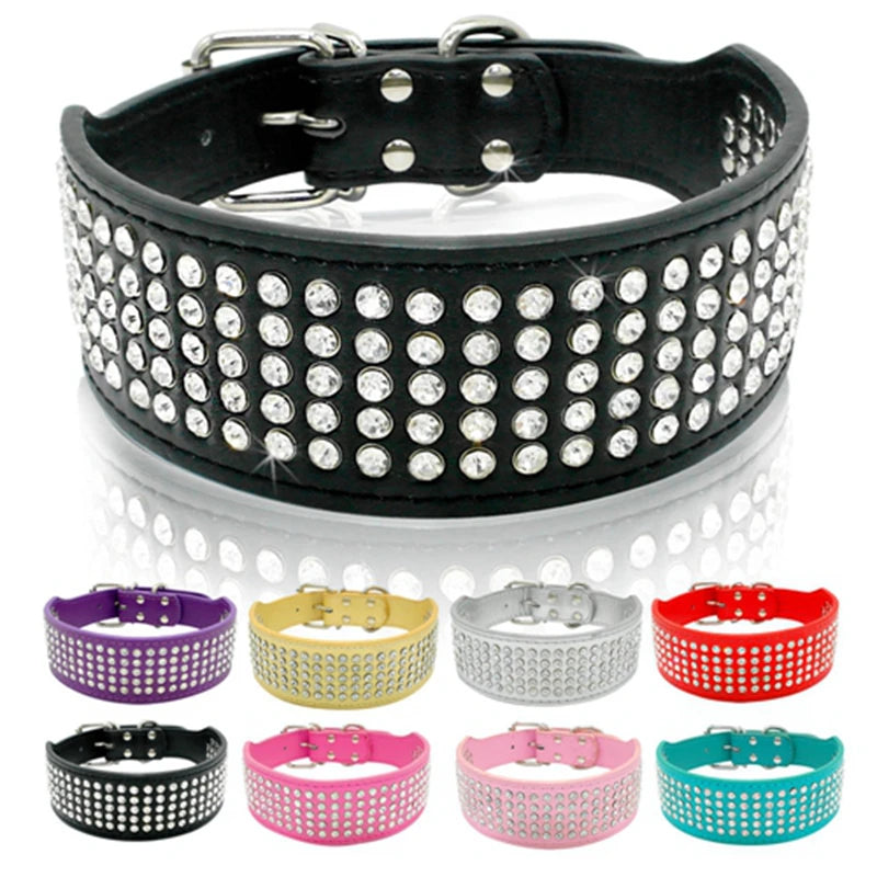 Brett hundhalsband med strass