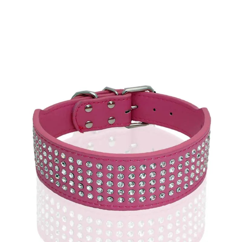 Brett hundhalsband med strass