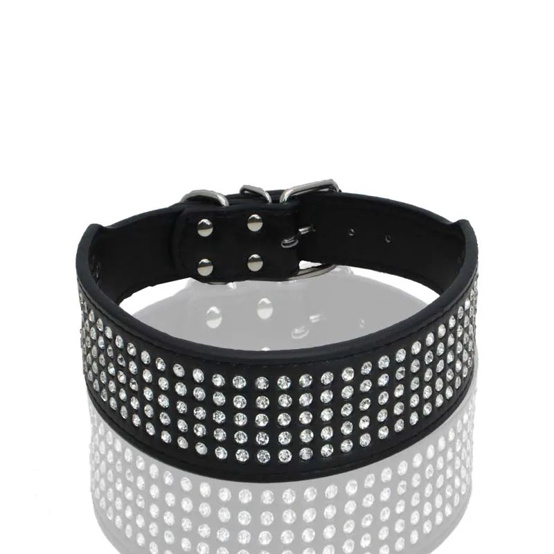 Brett hundhalsband med strass