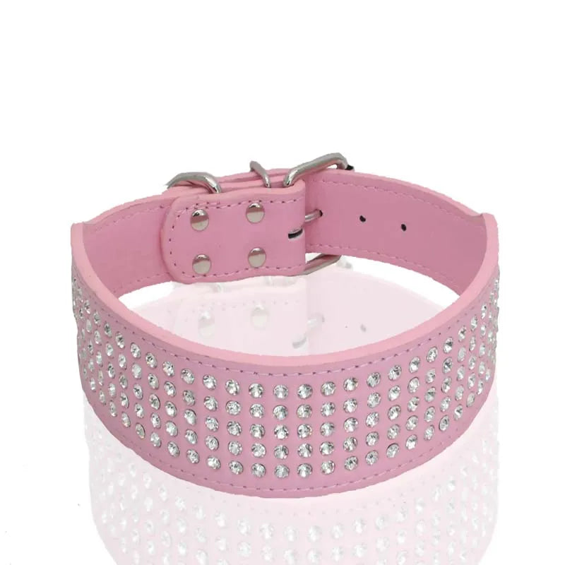 Brett hundhalsband med strass