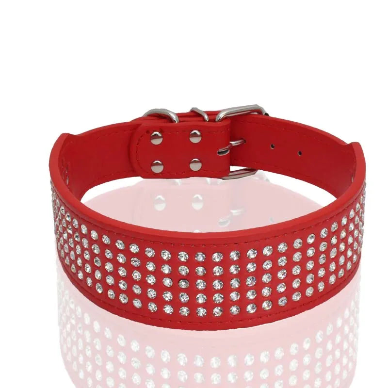 Brett hundhalsband med strass