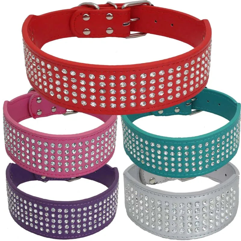 Brett hundhalsband med strass