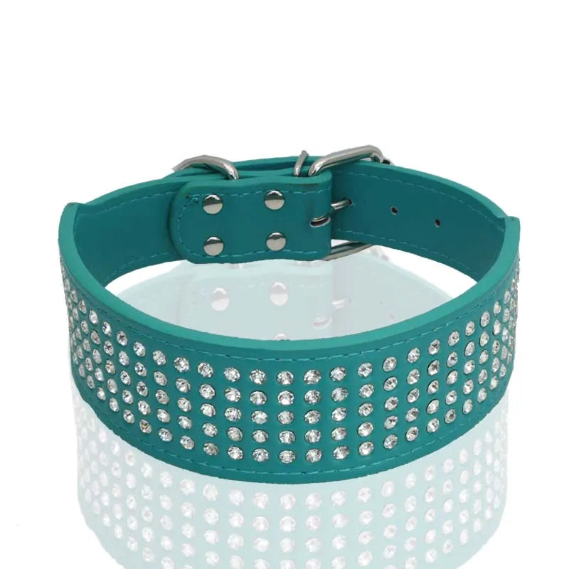 Brett hundhalsband med strass