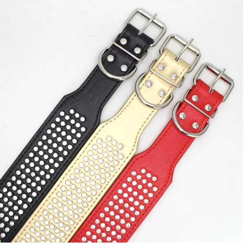 Brett hundhalsband med strass