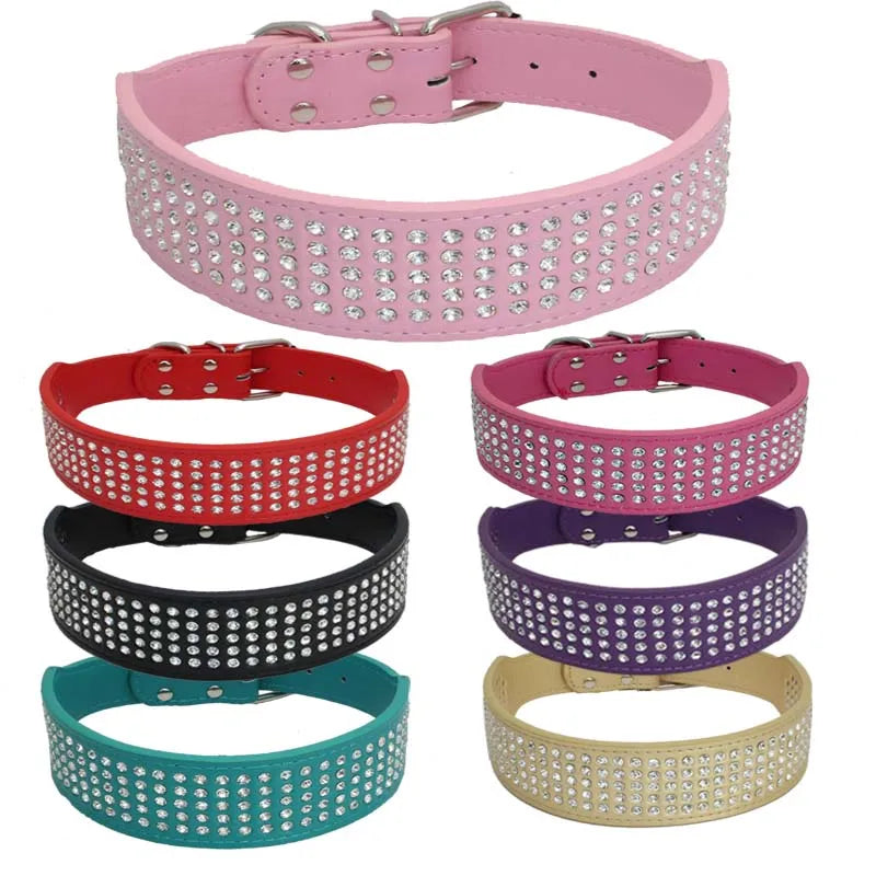 Brett hundhalsband med strass