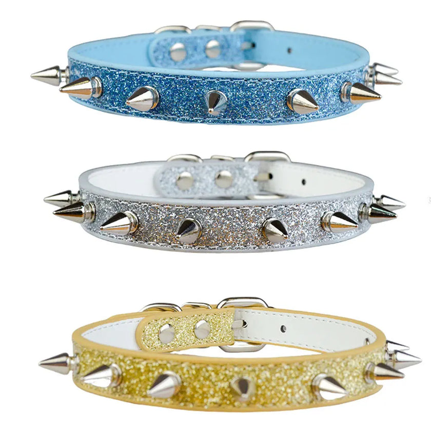 Glittrigt hundhalsband med nitar