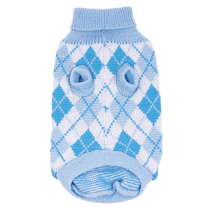 Stickad rutig hundtröja