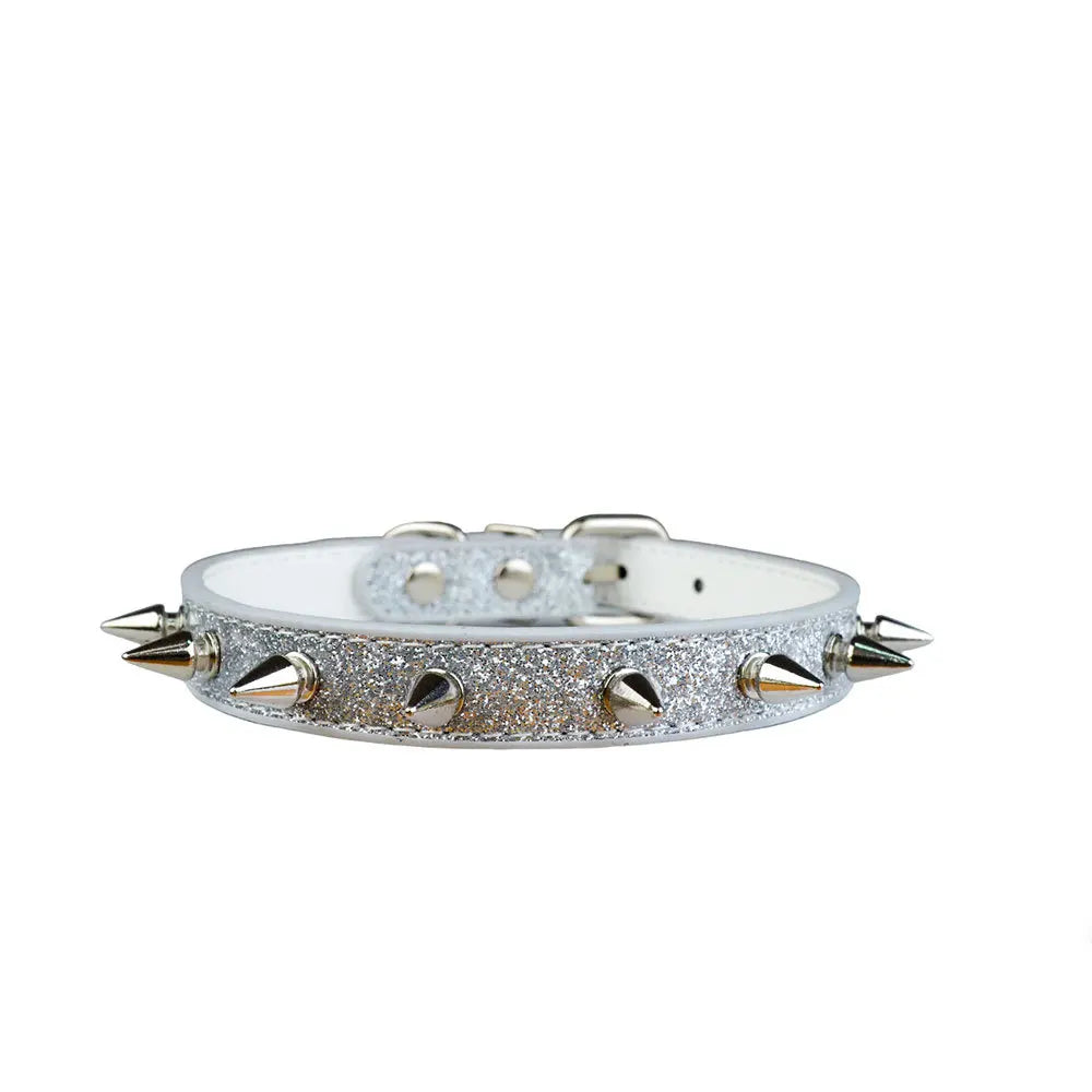 Glittrigt hundhalsband med nitar