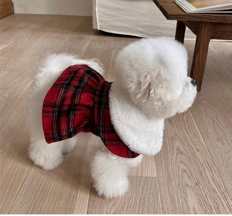 Christmas dress with fur collar