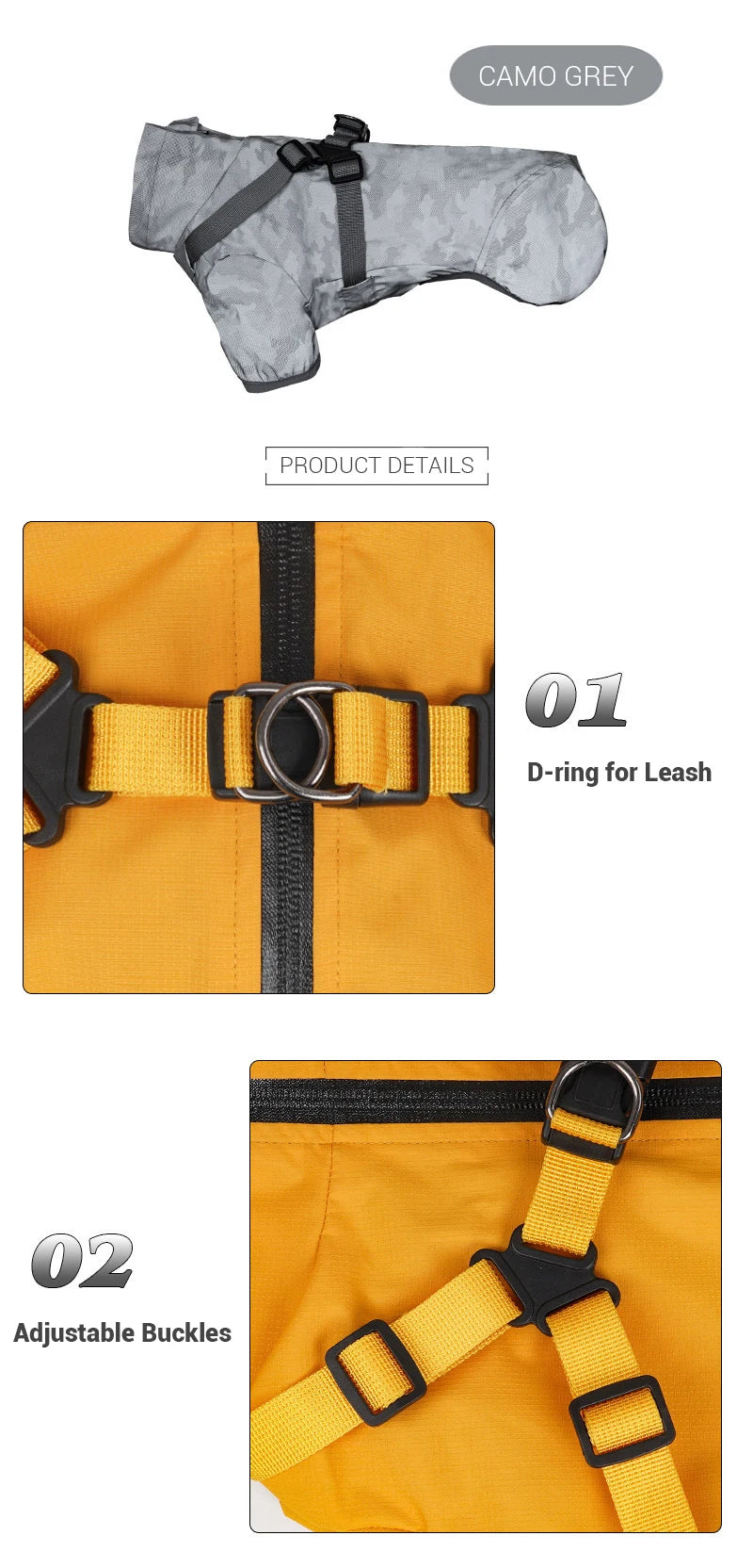 Regnjacka med sele för liten hund