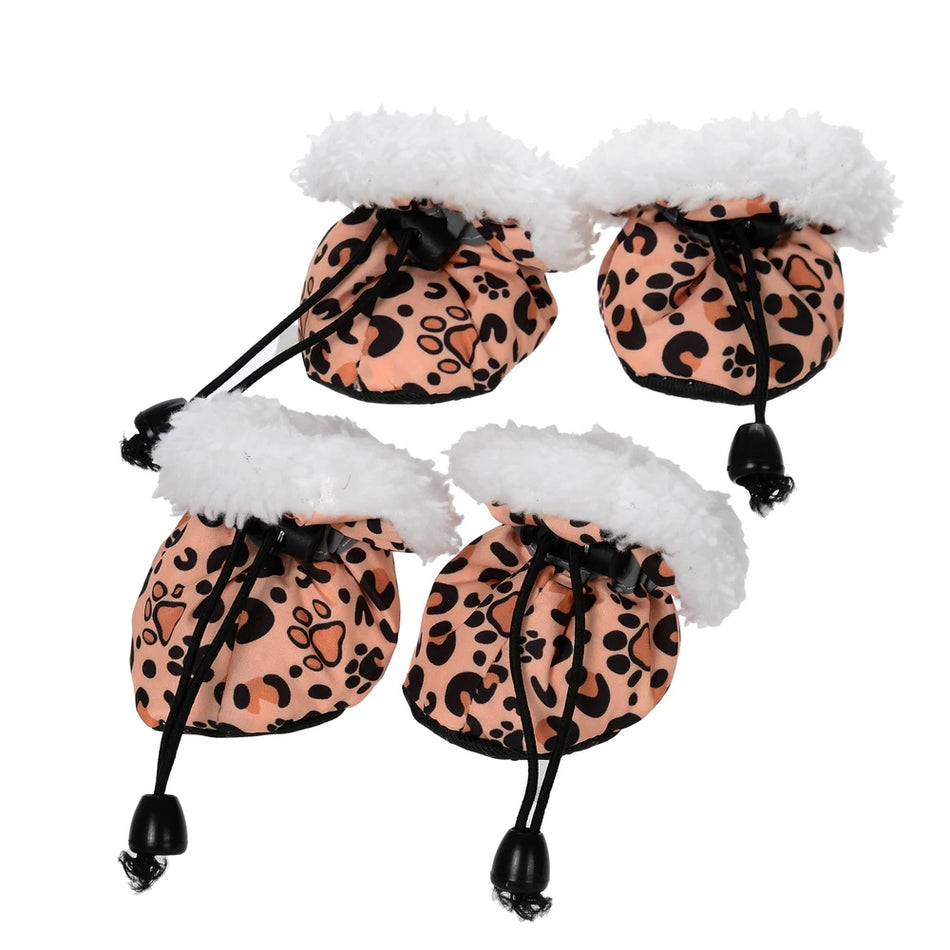Leopard-print winter boots for dogs