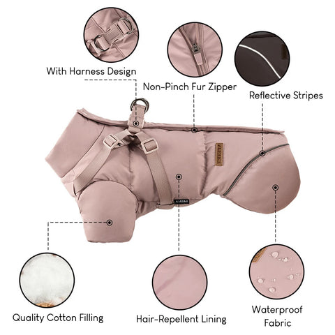 Winter jacket with harness for dog