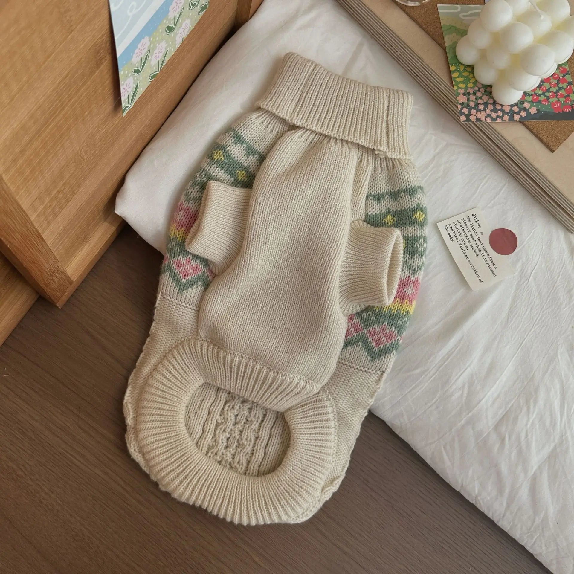 Knitted dog sweater with polo collar