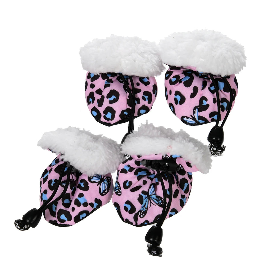 Leopard-print winter boots for dogs