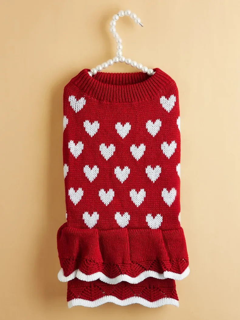Stickad klänning för hund