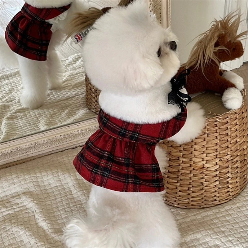 Christmas dress with fur collar